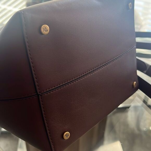 Lauren Ralph Lauren Leather Medium Witley Bucket Bag in Dark Mahogany, New - Picture 9 of 16